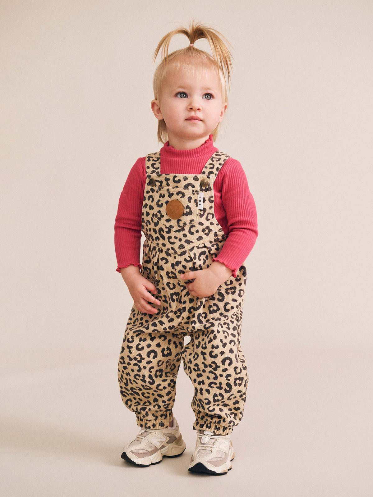 Leopard Print Denim Overalls | Huxbaby-1