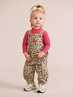 Leopard Print Denim Overalls | Huxbaby-1