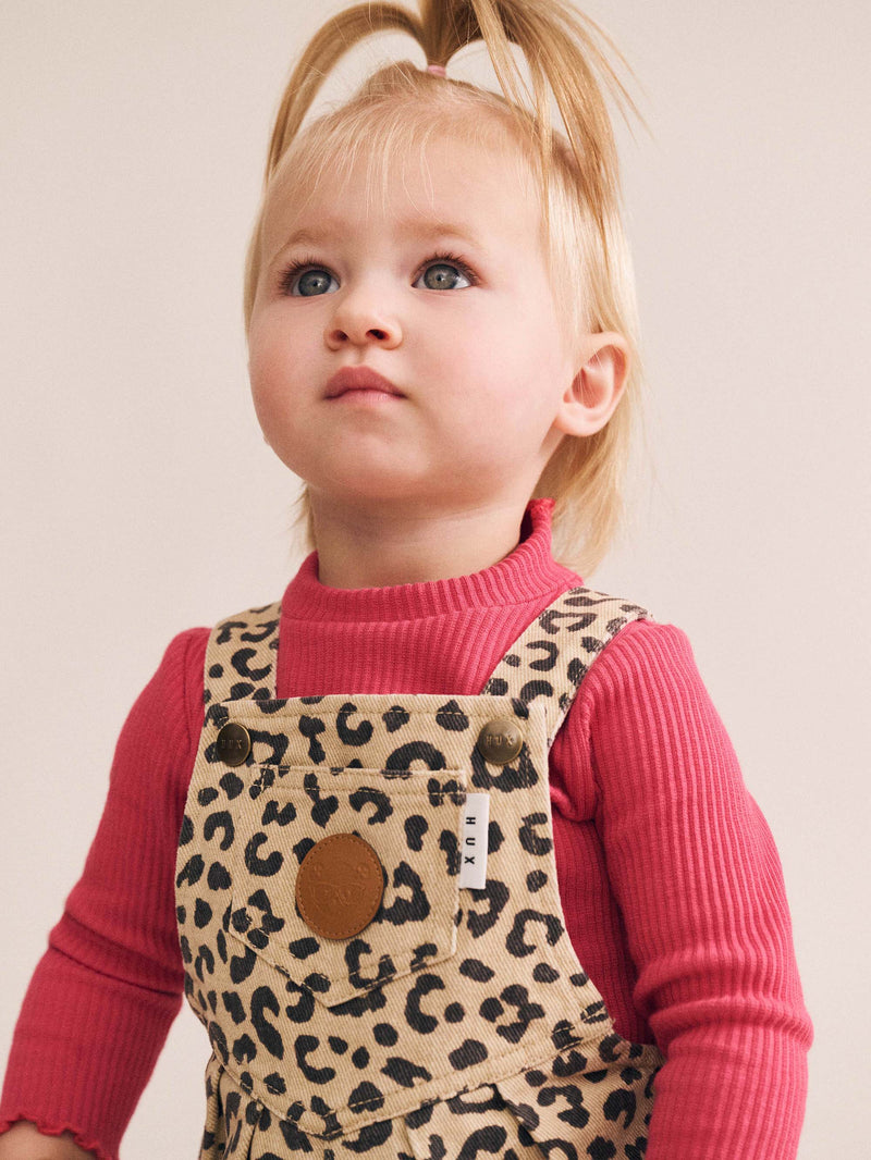 Leopard Print Denim Overalls | Huxbaby-2