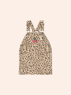 Very Cherry Leopard Print Denim Pinafore | Animal | Huxbaby-1
