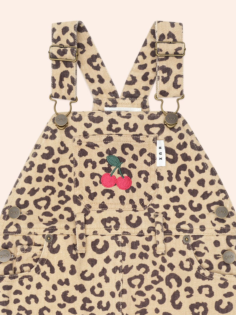 Very Cherry Leopard Print Denim Pinafore | Animal | Huxbaby-3