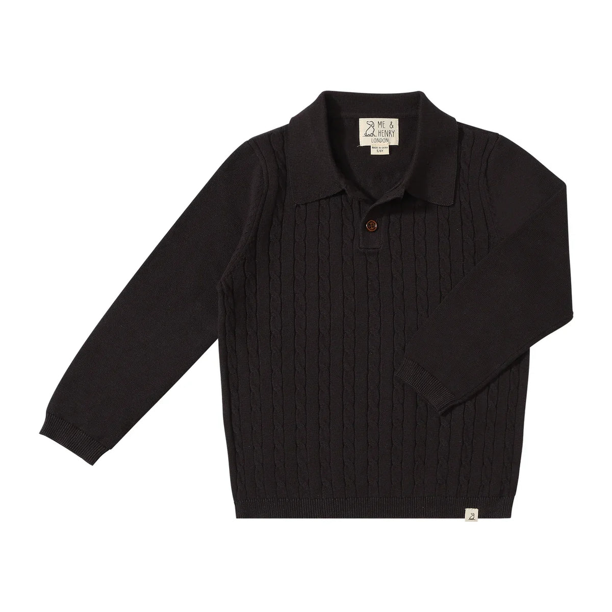 Christian Black Cable Polo | Me & Henry-2