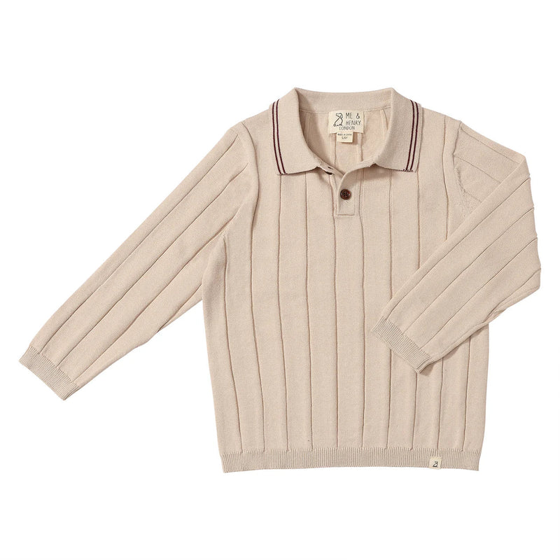 Jayden Beige Knit Polo | Me & Henry-1