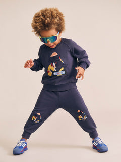 Tradie Dino Sweatshirt | Washed Navy | Huxbaby-5