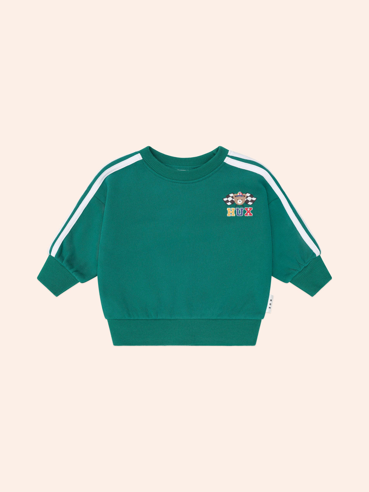 Racer Stripe Sweatshirt | Emerald | Huxbaby-2