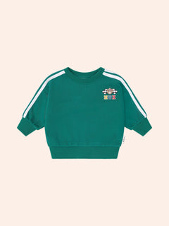 Racer Stripe Sweatshirt | Emerald | Huxbaby-2