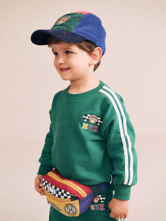 Racer Stripe Sweatshirt | Emerald | Huxbaby-1