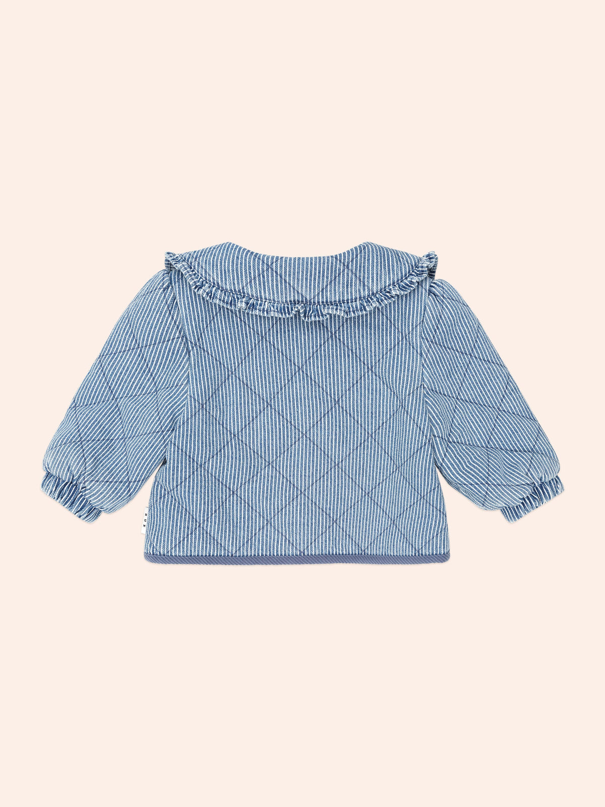 Vintage Bow Collar Denim Jacket | Blue Stripe | Huxbaby-7