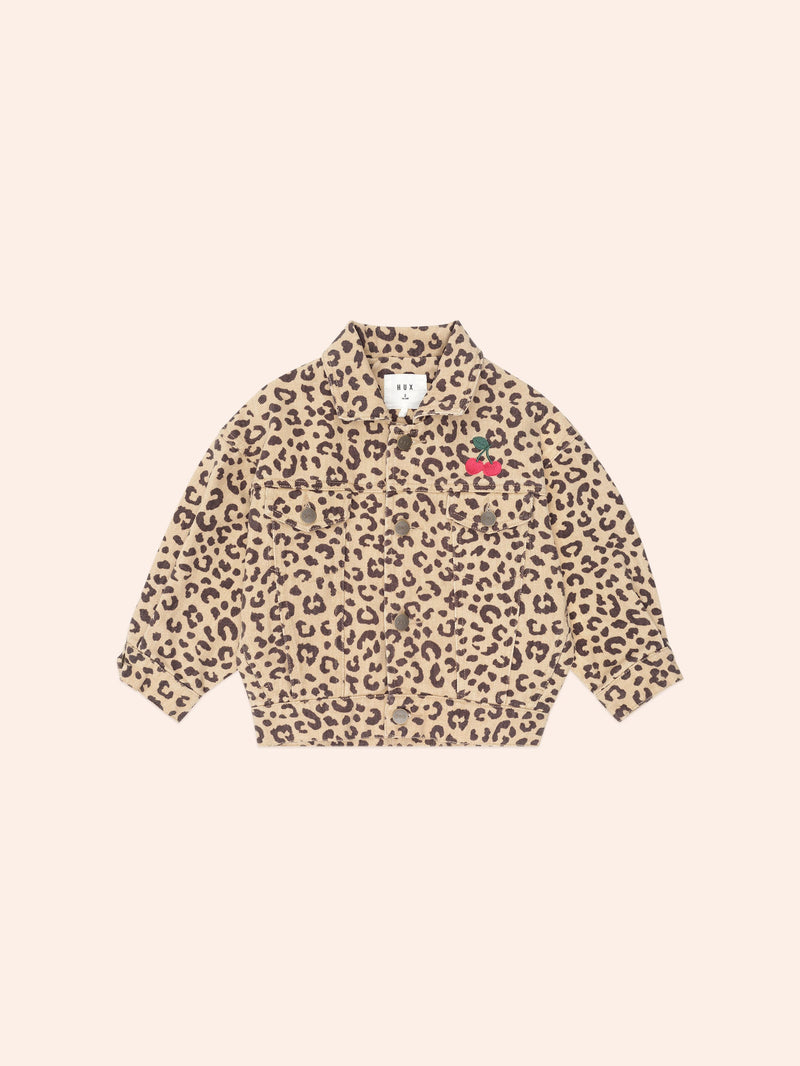 Very Cherry Leopard Print Denim Jacket | Animal | Huxbaby-2