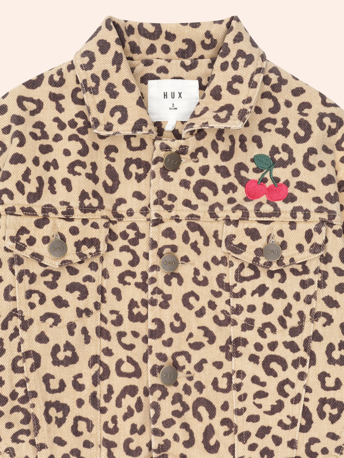 Very Cherry Leopard Print Denim Jacket | Animal | Huxbaby-5