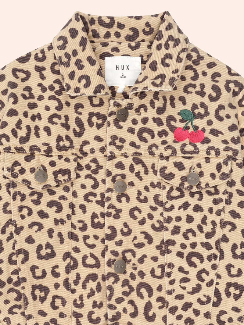 Very Cherry Leopard Print Denim Jacket | Animal | Huxbaby-5