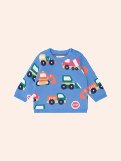 Construction Pullover | Nautical Blue | Huxbaby-2