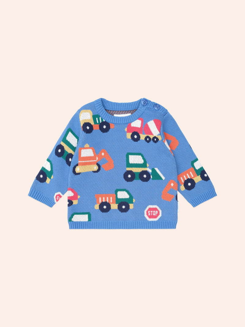 Construction Pullover | Nautical Blue | Huxbaby-2