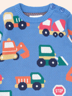 Construction Pullover | Nautical Blue | Huxbaby-4