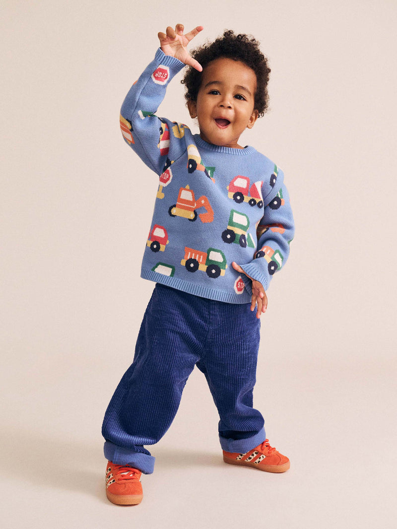 Construction Pullover | Nautical Blue | Huxbaby-1