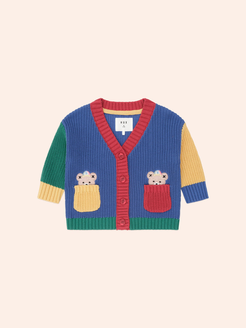 Colour Block Varsity Cardigan | Multi | Huxbaby-1