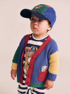 Colour Block Varsity Cardigan | Multi | Huxbaby-2