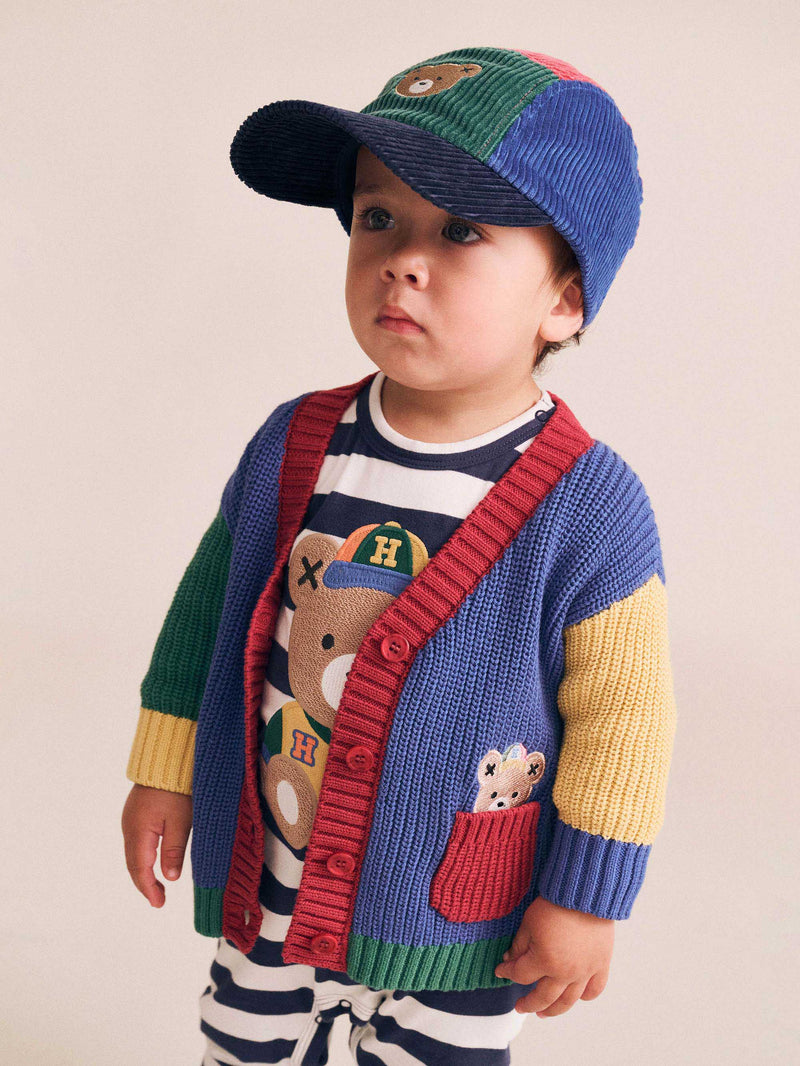 Colour Block Varsity Cardigan | Multi | Huxbaby-2