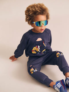 Tradie Dino Trackpant | Washed Navy | Huxbaby-1
