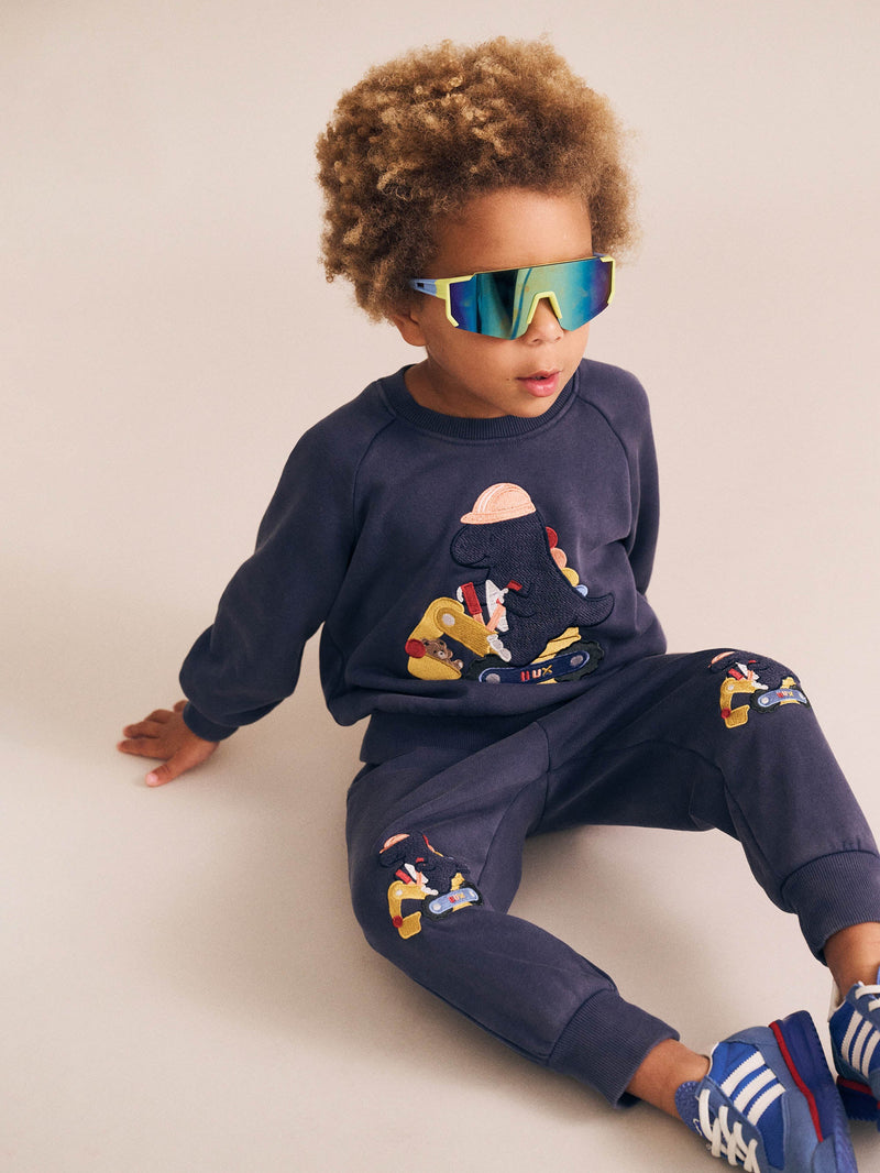 Tradie Dino Trackpant | Washed Navy | Huxbaby-1