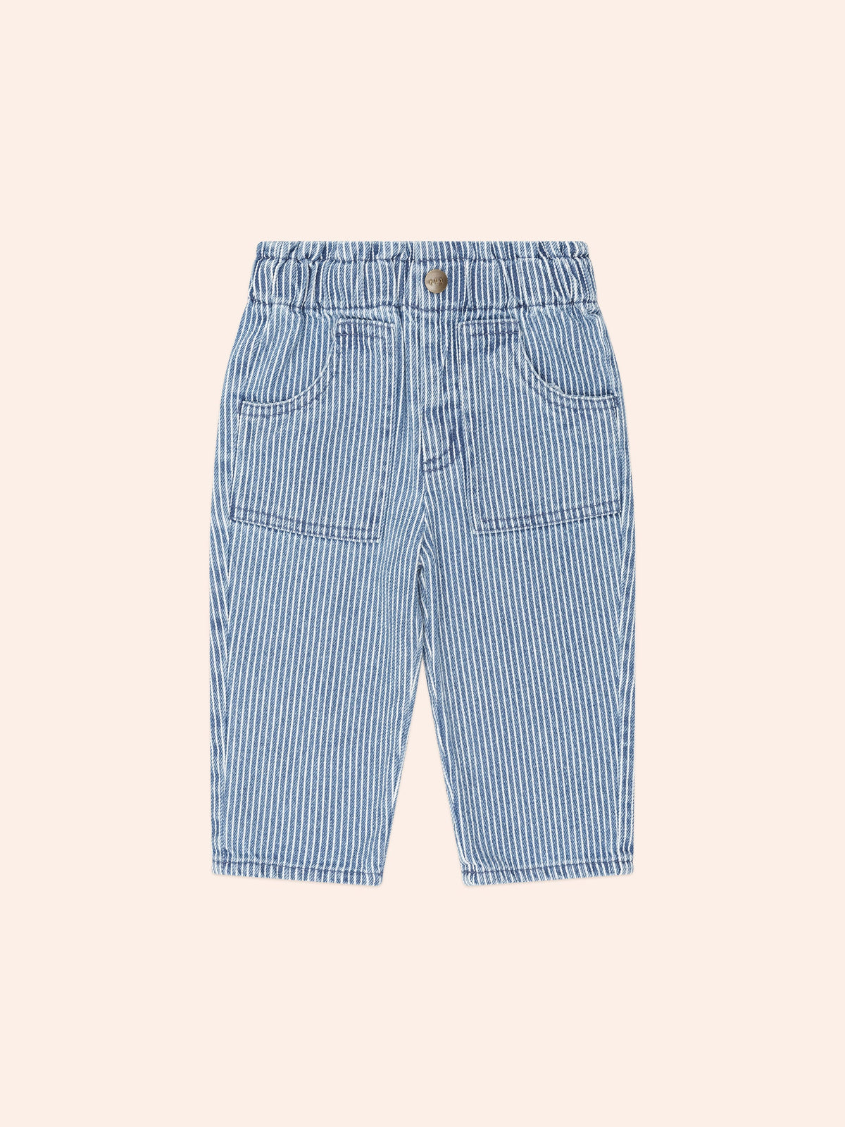 Vintage Bow Paperbag Denim Pants | Blue stripe | Huxbaby-1