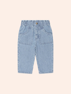 Vintage Bow Paperbag Denim Pants | Blue stripe | Huxbaby-1