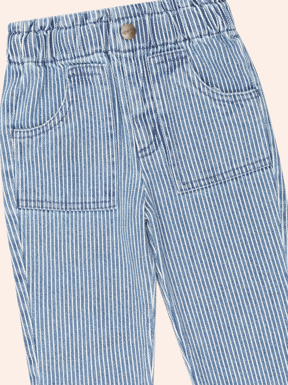 Vintage Bow Paperbag Denim Pants | Blue stripe | Huxbaby-5