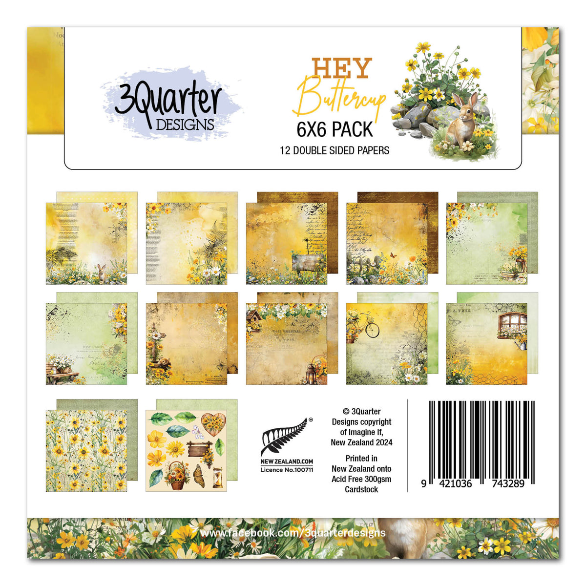 3Quarter Designs Hey Buttercup 6x6 Paper Pack-1