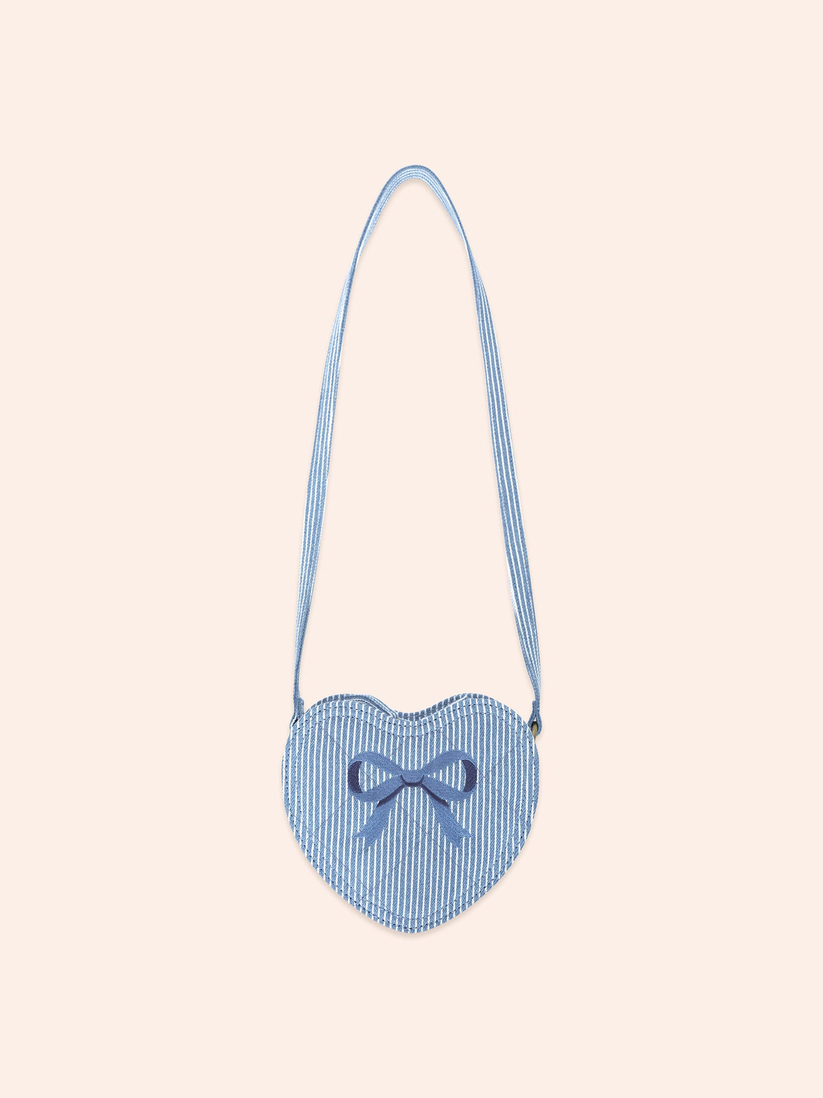 Bow Heart Handbag | Blue Stripe | Huxbaby-3