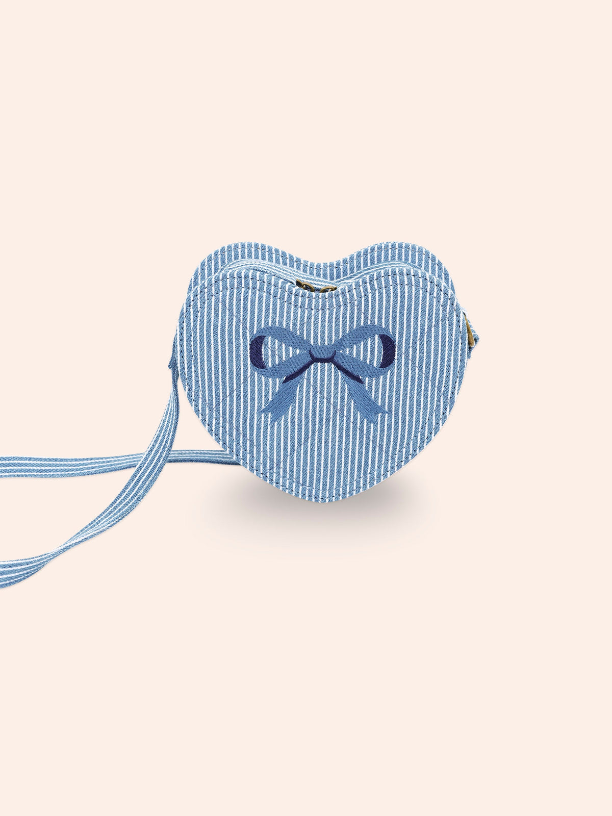 Bow Heart Handbag | Blue Stripe | Huxbaby-2