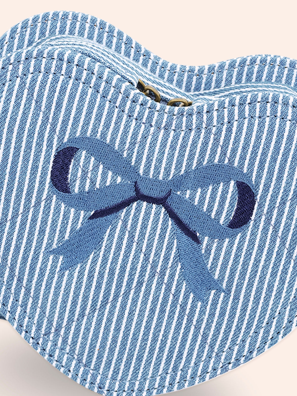 Bow Heart Handbag | Blue Stripe | Huxbaby-5