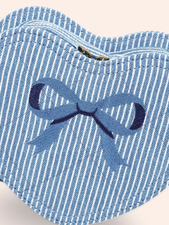 Bow Heart Handbag | Blue Stripe | Huxbaby-5