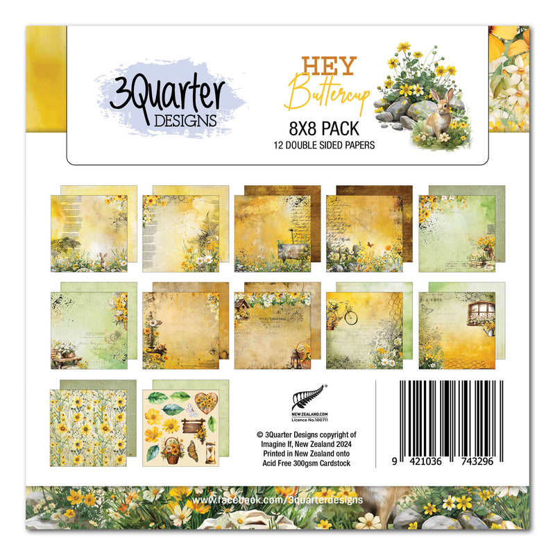 3Quarter Designs Hey Buttercup 8x8 Paper Pack-1