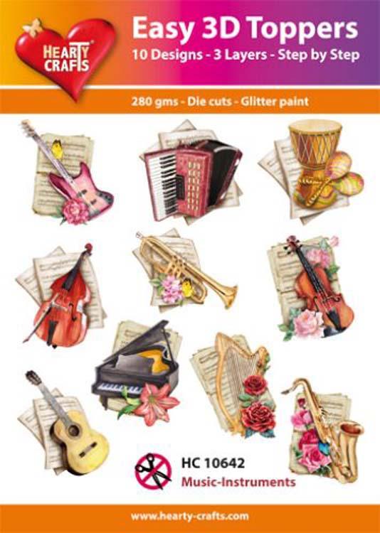 Hearty Crafts Easy 3D Toppers - Music-Instruments-1