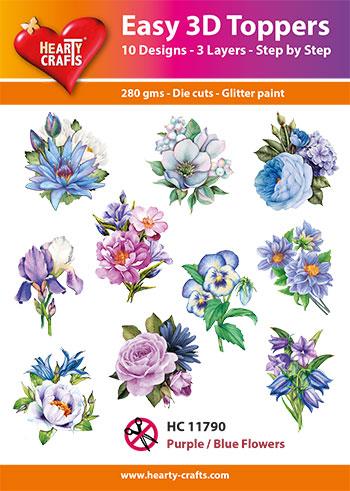 Easy 3D Toppers - Purple and Blue Flowers-1