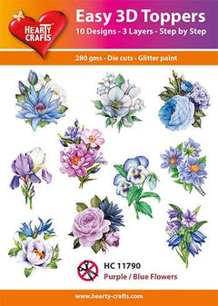 Easy 3D Toppers - Purple and Blue Flowers-1