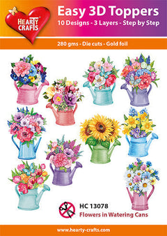 Easy 3D - Toppers Flowers In Watering Cans-1