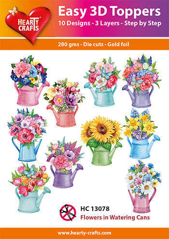 Easy 3D - Toppers Flowers In Watering Cans-1