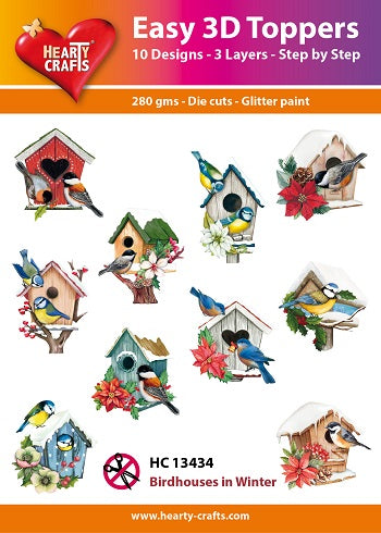 Hearty Craft Easy 3D Topper Birdhouses in Winter-1