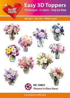 Hearty Crafts Easy 3D Toppers - Flowers in Glass Vases-1