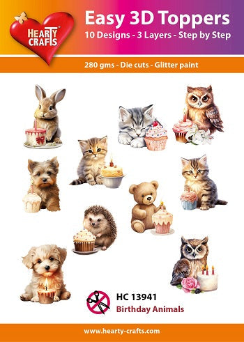Hearty Crafts Easy 3D Toppers - Birthday Animals-1