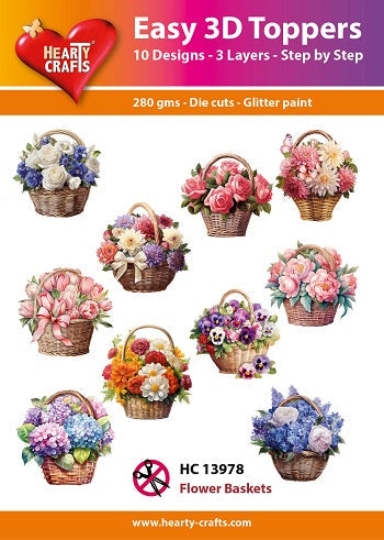 Hearty Crafts Easy 3D Toppers - Flower Baskets-1