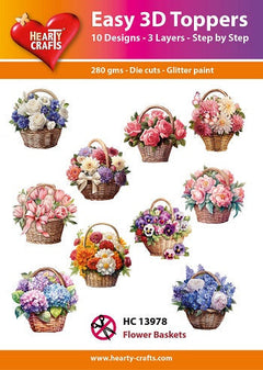 Hearty Crafts Easy 3D Toppers - Flower Baskets-1
