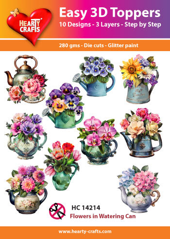 Hearty Crafts Easy 3D Topper - Flowers in Watering Can-1