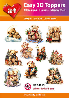 Hearty Crafts Easy 3D-Toppers - Winter Teddy Bears-1