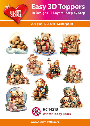 Hearty Crafts Easy 3D-Toppers - Winter Teddy Bears-1