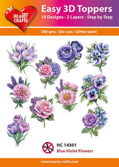 Hearty Crafts Easy 3D Topper - Blue Violet Flowers-1