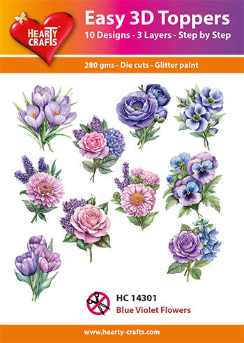 Hearty Crafts Easy 3D Topper - Blue Violet Flowers-1