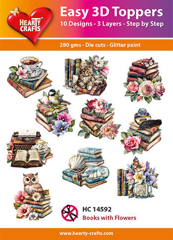 Hearty Crafts Easy 3D Toppers - Books With Flowers-1