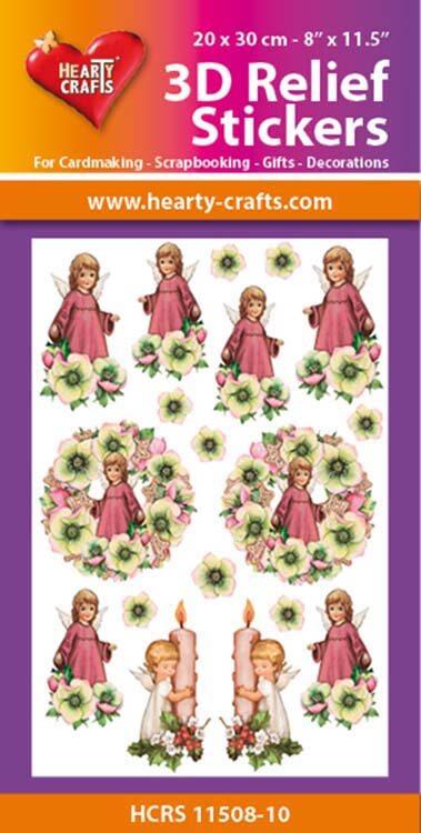 Hearty Crafts 3D Relief Stickers A4 - Little Angels/Flowers-1